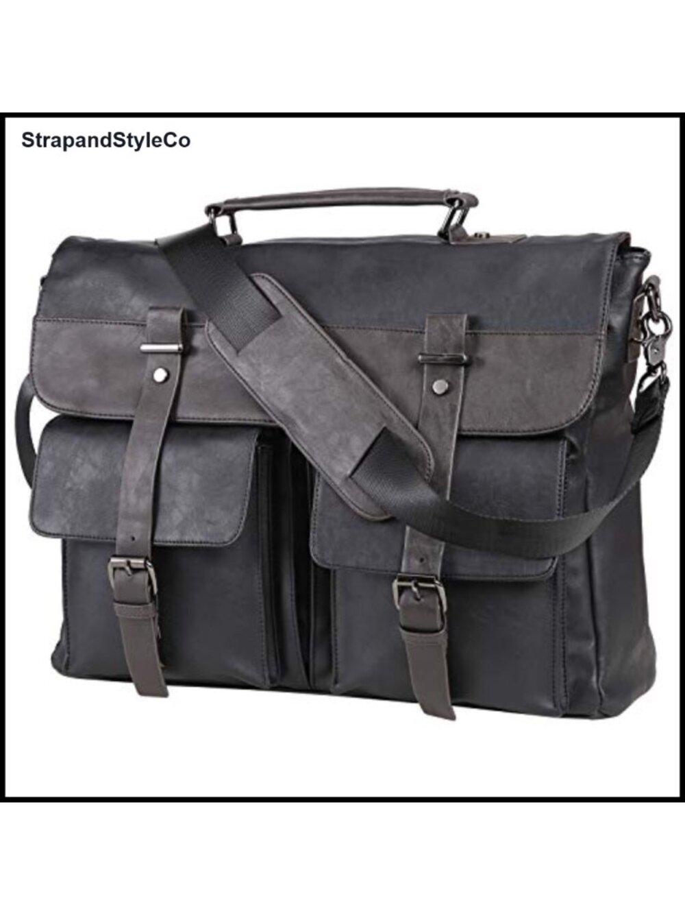 Water Resistant PU Leather 17.3 Inch Laptop Messenger Bag Briefcase